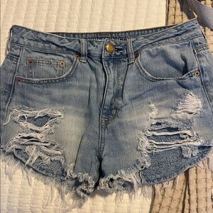 American Eagle Outfitters Light Blue Distressed Jean Shorts